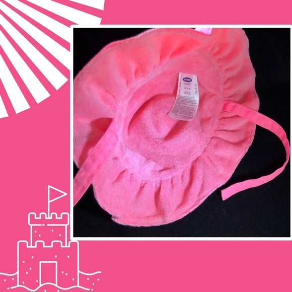 Ruffled Brim Neon Pink Beach Sun Swim Hat - Picture 4 of 5